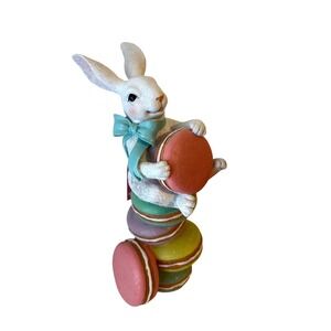 Large Easter Bunny Macaron Figurine Pastel Spring Decor Rabbit Statue 14" NWT